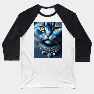 Jeweled British Blue Cat Baseball T-Shirt